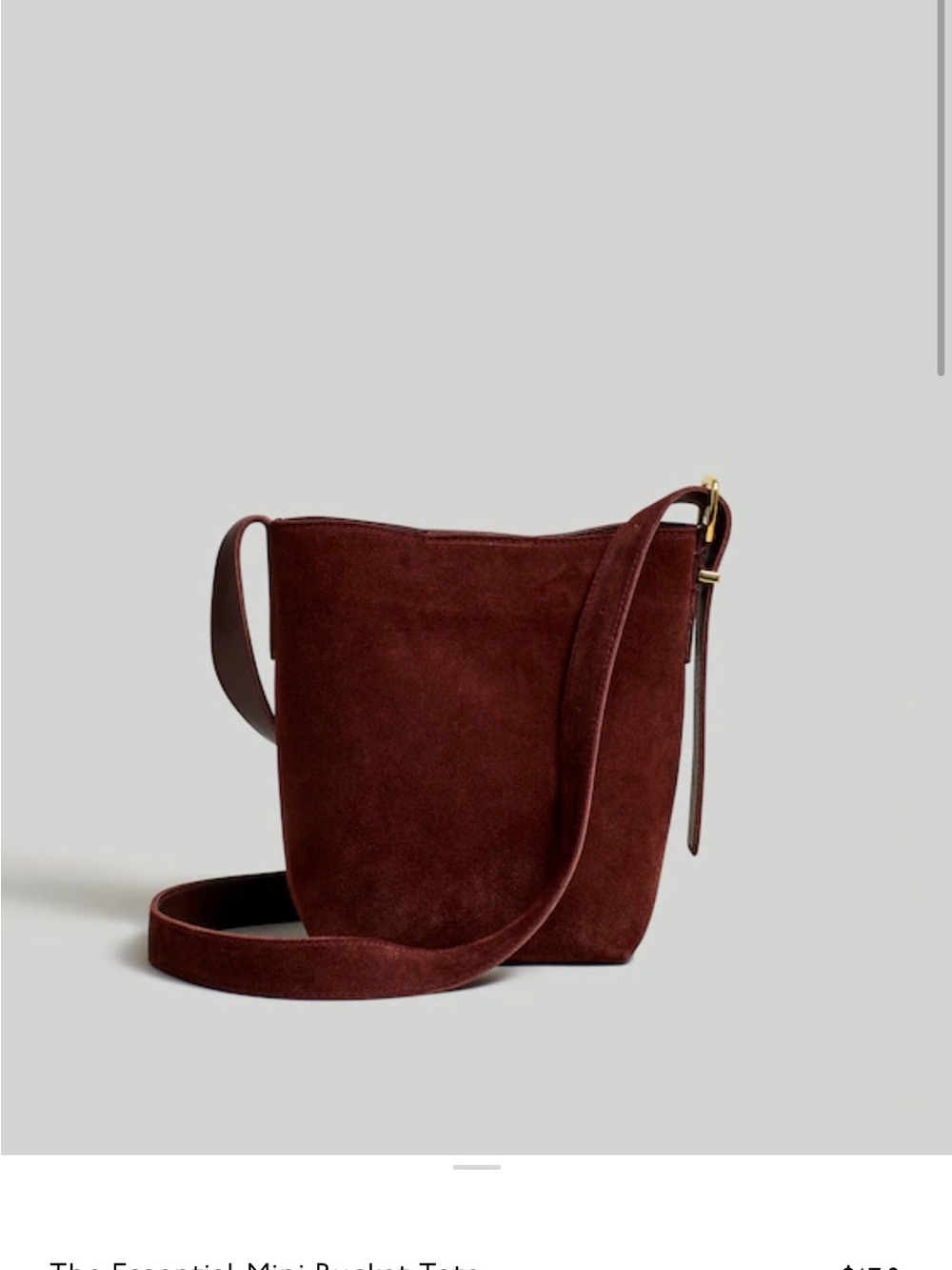 Madewell Suede Bucket Crossbody in Chocolate Raisin NWT